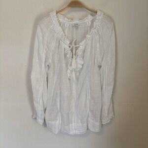 Sundance Artists Dream Top Sheer Relaxed Fit Ruffle‎ Gauze Beachy Flowy Size XS